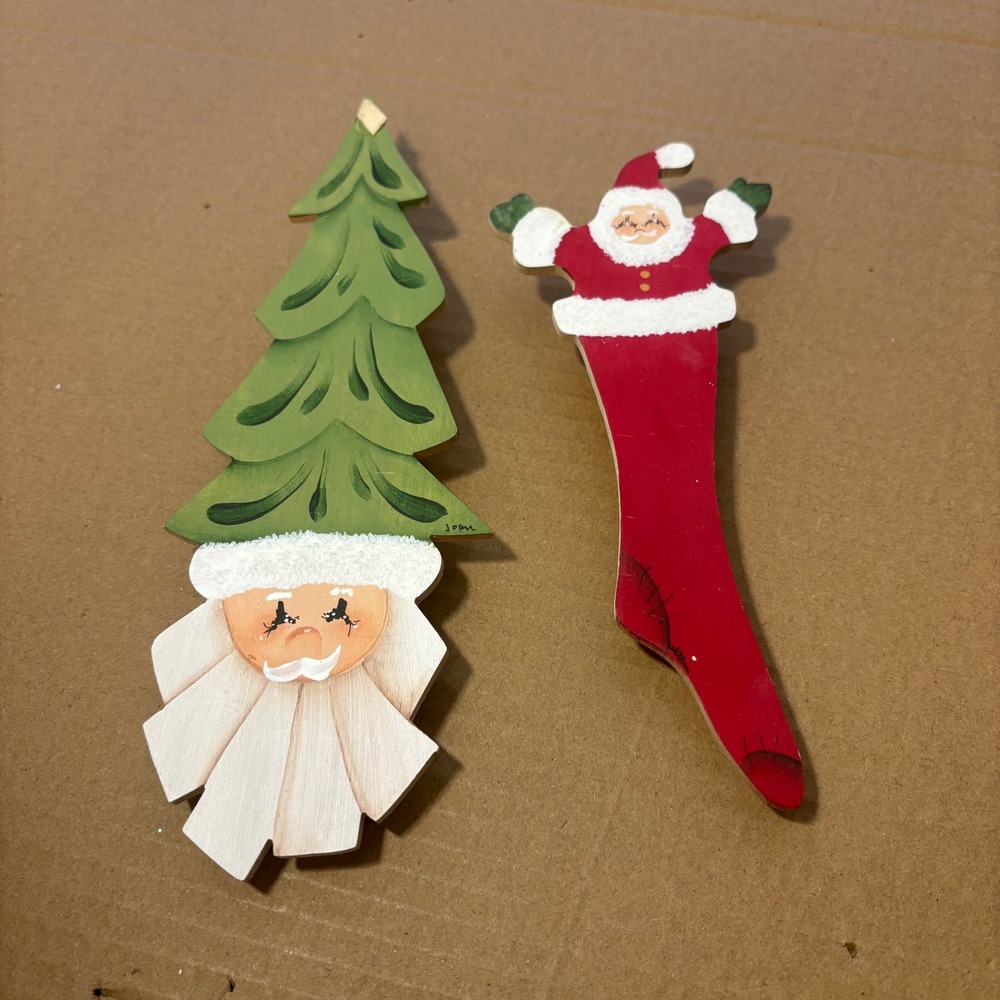 Handmade Wooden Christmas Ornaments Santa Claus Tree Stocking‎ Clip Ons